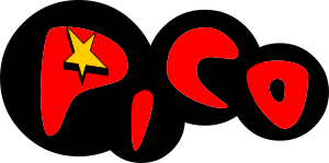 The official Pico logotype, designed by Tom Fulp using an edited version of the Martini at Joe's font. This logotype is probably dated around early 1999.