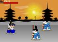 Samurai Asshole fighting the temple guards.