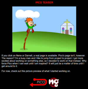 The game was originally going to be about Pico pooping close to a church.