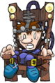 Artwork of an Überkid strapped to an electric chair with a panicked expression.